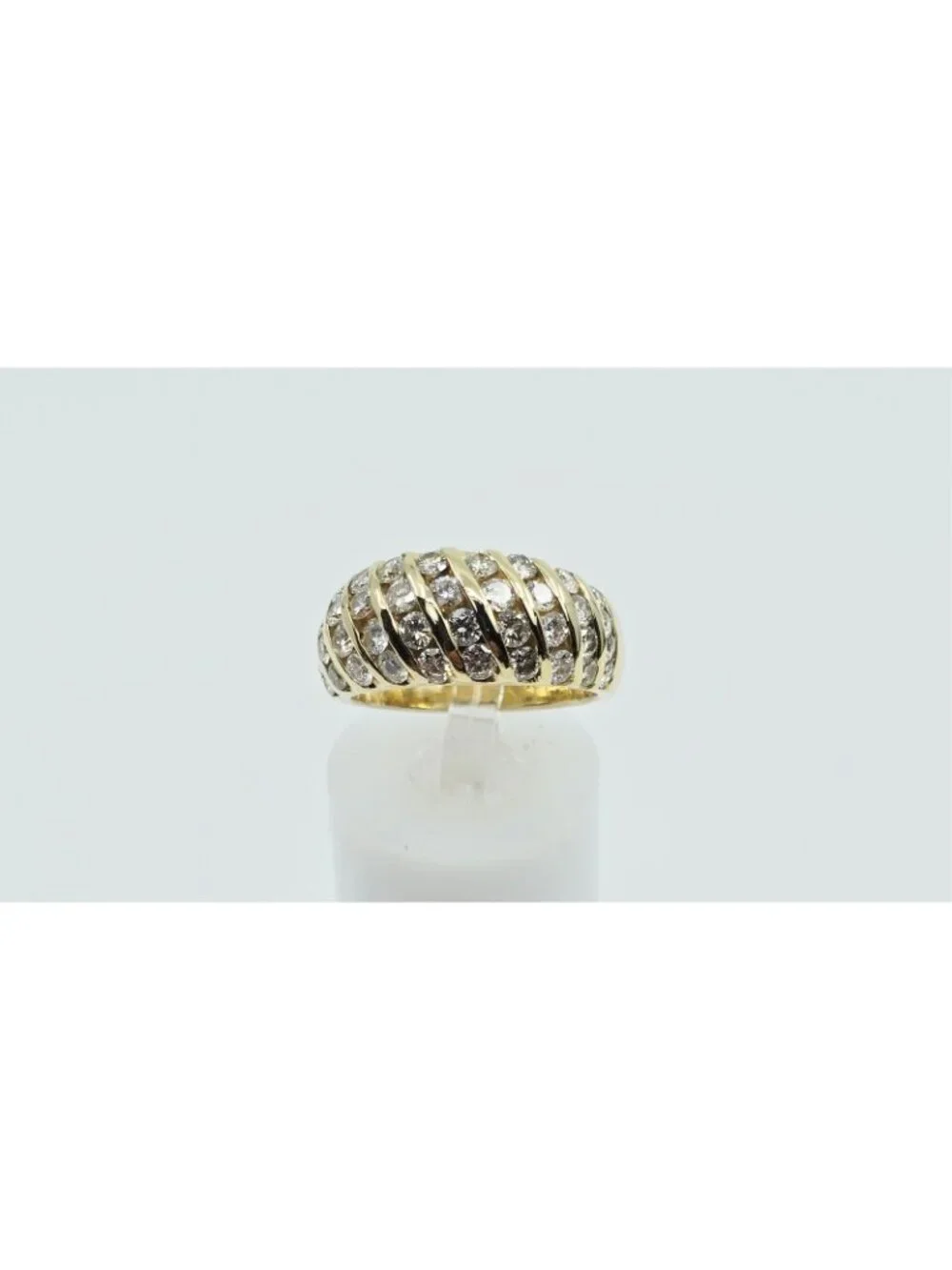 Unique 14K Karat Solid Yellow Gold Designer Round Diamond Cocktail Ring - Size 6